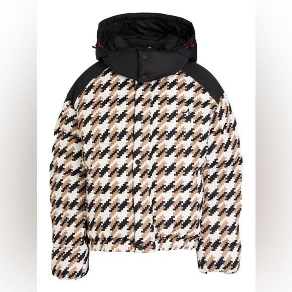 Perfect Moment Women's Houndstooth Ski Jacket Puffer - Camel, Black & White - Picture 5 of 12